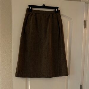 Chic Brown A-Line Wool Women's Skirt